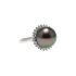 18KG 14.0mm Natural Color Tahitian Peacock Green Pearl Diamond Ring