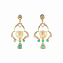 18KG 11.3/11.3mm Natural Color South Sea Golden Pearl Emerald Diamond Earrings