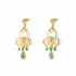 18KG 11.3/11.3mm Natural Color South Sea Golden Pearl Emerald Diamond Earrings