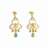 18KG 11.3/11.3mm Natural Color South Sea Golden Pearl Emerald Diamond Earrings