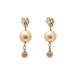 18KG 11.3/11.4mm Natural Color South Sea Golden Pearl and Shell Earrings