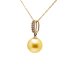 14KG&18KG 9.3mm Natural Color South Sea Golden Pearl Diamond Necklace 