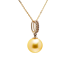 14KG&18KG 9.3mm Natural Color South Sea Golden Pearl Diamond Necklace 