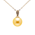 18KG 9.3mm Natural Color South Sea Golden Pearl Diamond Necklace 