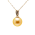 18KG 9.3mm Natural Color South Sea Golden Pearl Diamond Necklace 