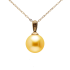 18KG 9.3mm Natural Color South Sea Golden Pearl Diamond Necklace 