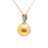 18KG 9.3mm Natural Color South Sea Golden Pearl Diamond Necklace 