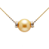 18KG 9.3mm Natural Color South Sea Golden Pearl Diamond Necklace 