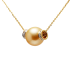 18KG 9.3mm Natural Color South Sea Golden Pearl Diamond Necklace 