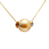 18KG 9.3mm Natural Color South Sea Golden Pearl Diamond Necklace 