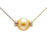 18KG 9.3mm Natural Color South Sea Golden Pearl Diamond Necklace 