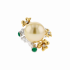 18KG 13.5mm Natural Color South Sea Deep Golden Pearl Emerald Diamond Ring