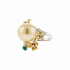 18KG 13.5mm Natural Color South Sea Deep Golden Pearl Emerald Diamond Ring