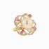 18KG 12.7mm Natural Color South Sea Rose Golden Pearl Pink Sapphire Diamond Ring