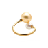 18KG 6.8-9.6mm Natural Color South Sea Golden & Akoya Pearl Diamond Ring