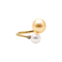 18KG 6.8-9.6mm Natural Color South Sea Golden & Akoya Pearl Diamond Ring