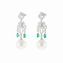 18KG 12.9/12.9mm Natural Color South Sea White Pearl Emerald Diamond Earrings