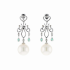 18KG 12.9/12.9mm Natural Color South Sea White Pearl Emerald Diamond Earrings