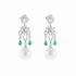 18KG 12.9/12.9mm Natural Color South Sea White Pearl Emerald Diamond Earrings