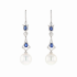 18KG 12.1/12.1mm Natural Color South Sea White Pearl Blue Sapphire Diamond Earrings