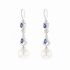 18KG 12.1/12.1mm Natural Color South Sea White Pearl Blue Sapphire Diamond Earrings