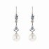 18KG 12.1/12.1mm Natural Color South Sea White Pearl Blue Sapphire Diamond Earrings