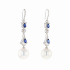 18KG 12.1/12.1mm Natural Color South Sea White Pearl Blue Sapphire Diamond Earrings