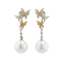 18KG 10.9/10.9mm Natural Color South Sea White Pearl Yellow Diamond Earrings