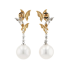 18KG 10.9/10.9mm Natural Color South Sea White Pearl Yellow Diamond Earrings