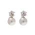 18KG 12.8/12.9mm Natural Color South Sea White Pearl Diamond Earrings