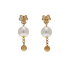 14KG 11.0/11.0mm Natural Color South Sea White Pearl and Shell Earrings