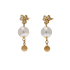 14KG 11.0/11.0mm Natural Color South Sea White Pearl and Shell Earrings