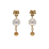 14KG 11.0/11.0mm Natural Color South Sea White Pearl and Shell Earrings