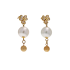 14KG 11.0/11.0mm Natural Color South Sea White Pearl and Shell Earrings