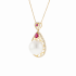 18KG 16.1mm Natural Color South Sea White Pearl Ruby Diamond Necklace