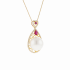 18KG 16.1mm Natural Color South Sea White Pearl Ruby Diamond Necklace