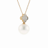 18KG 14.0mm Natural Color South Sea White Pearl Diamond Necklace