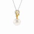 18KG 13.6mm Natural Color South Sea White Pearl Diamond Necklace