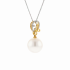 18KG 13.6mm Natural Color South Sea White Pearl Diamond Necklace