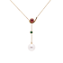 18KG 9.2mm Natural Color South Sea White Pearl Ruby Emerald Necklace