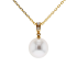 18KG 10.7X11mm Natural Color South Sea White Pearl Diamond Necklace