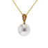 18KG 10.7X11mm Natural Color South Sea White Pearl Diamond Necklace