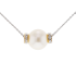 18KG 9.6mm Natural Color South Sea White Pearl Diamond Necklace