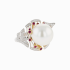 18KG 14.5mm Natural Color South Sea White Pearl Ruby Diamond Ring