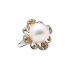 18KG 14.8mm Natural Color South Sea White Pearl Emerald Diamond Ring