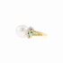 18KG 14.6mm Natural Color South Sea White Pearl Emerald Diamond Ring