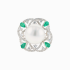 18KG 13.8mm Natural Color South Sea White Pearl Emerald Diamond Ring