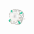 18KG 13.8mm Natural Color South Sea White Pearl Emerald Diamond Ring