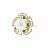 18KG 14.1mm Natural Color South Sea White Pearl Emerald Diamond Ring