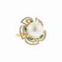 18KG 14.1mm Natural Color South Sea White Pearl Emerald Diamond Ring